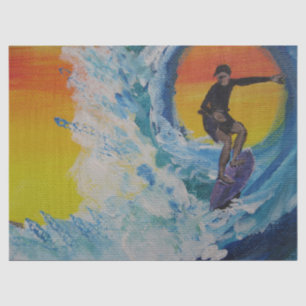 Surfer peignant le grand papier de soie de soie