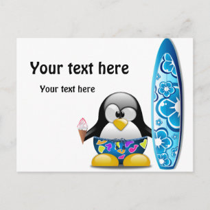 Surfer Penguin met ijskap Briefkaart