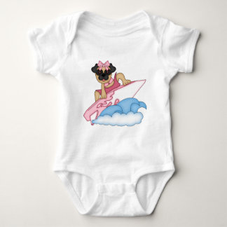  Surfer Pug Girl - Roze Romper