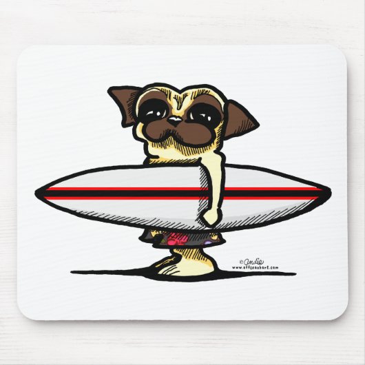 Surfer Pug Muismat (Voorkant)