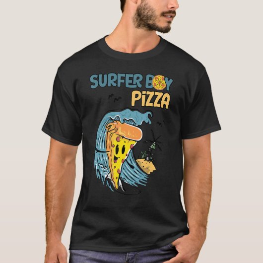 Surfer Retro Pizza Boy T-shirt (Voorkant)