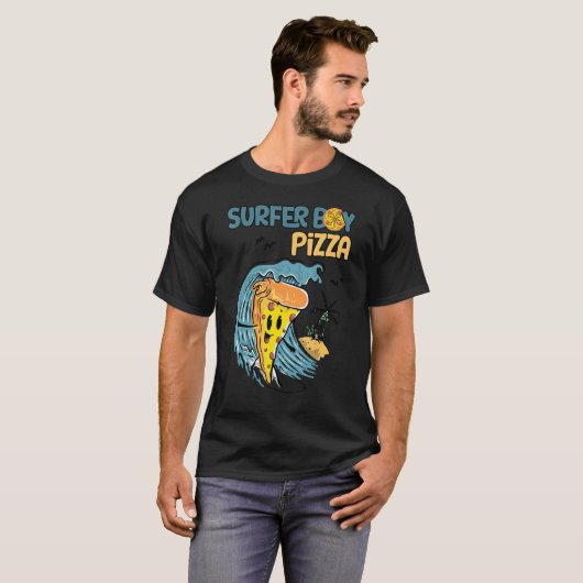 Surfer Retro Pizza Boy T-shirt (Voorkant volledig)