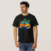 Surfer Retro Sunset Distress T-shirt (Voorkant volledig)