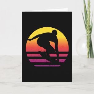 Surfer Retro Surfen Zonsondergang Kaart