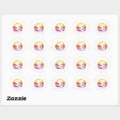 Surfer Retro Surfing Sunset Ronde Sticker (Vel)