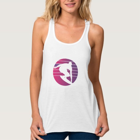 Surfer Retro Surfing Sunset Tanktop (Voorkant)