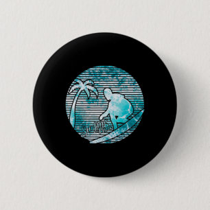 Surfer Retro Zon Vintage Surfen Surfplank Strandkl Ronde Button 5,7 Cm