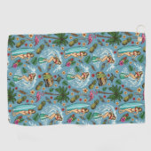 surfer retrodame golfhanddoek (Horizontaal)