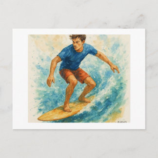 Surfer Riding a Wave,  Briefkaart