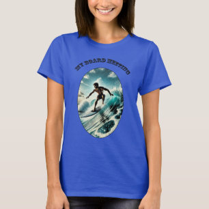 surfer rijden op een grote golf URM T-shirt