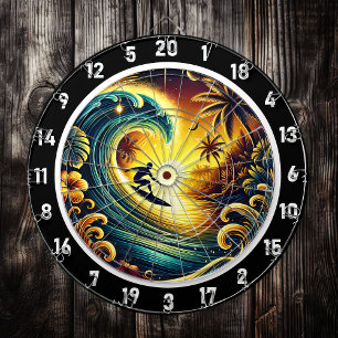 Surfer rijden Sunset Wave Wall Art Dartbord