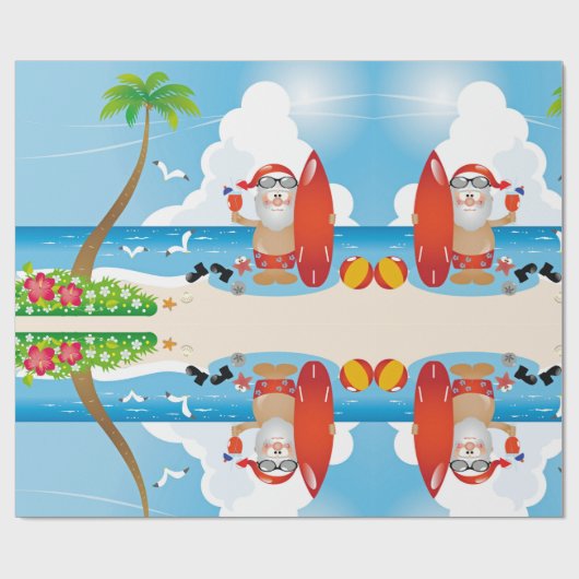 surfer santa claus cadeaupapier (Vlak)