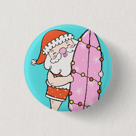 Surfer Santa Ronde Button 3,2 Cm