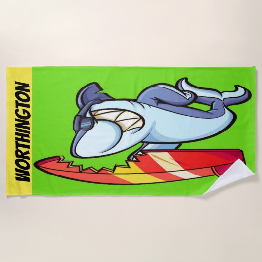 SURFER Shark Beach Towel Strandlaken (Voorkant)
