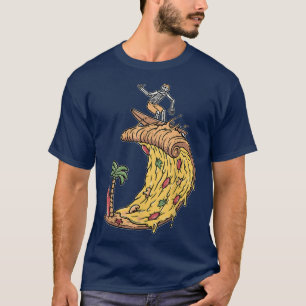 surfer Shirt retro pizzajongen Pizza Surfer Skelet