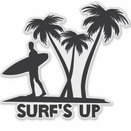 Surfer Silhoette Sticker (Voorkant)