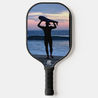 Surfer Silhouet met Nautilus aan de andere kant Pickleball Paddle