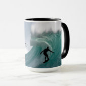 Surfer silhouette Catching a huge wave Personalize Mok (Voorkant rechts)