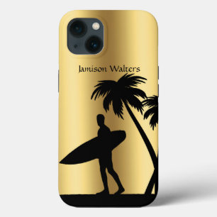 Surfer Silhouette tropische scène personaliseren iPhone 13 Hoesje