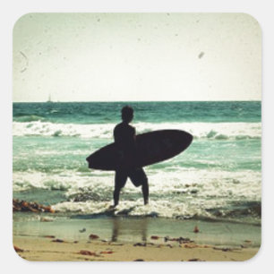surfer Silhouette Vierkante Sticker