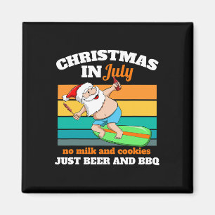 Surfer Sinterklaas Bier En Bbq Kerstfeest Strand K Magneet