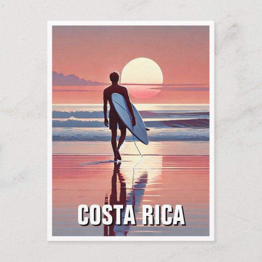 Surfer Sunset Costa Rica Briefkaart (Voorkant)