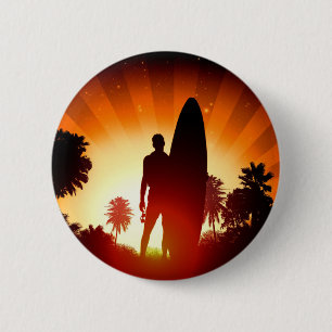 Surfer Sunset-knop Ronde Button 5,7 Cm