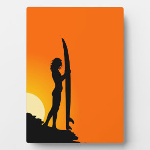 surfer sunset silhouet fotoplaat