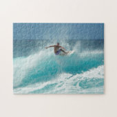 Surfer sur un puzzle denteux de grande vague (Horizontal)