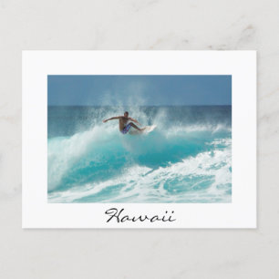 Surfer sur une grande vague blanche Hawaii carte p