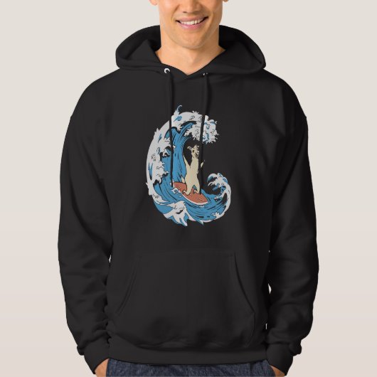 Surfer Surfboard Waves  Surfrider Surfing Llama Hoodie (Voorkant)