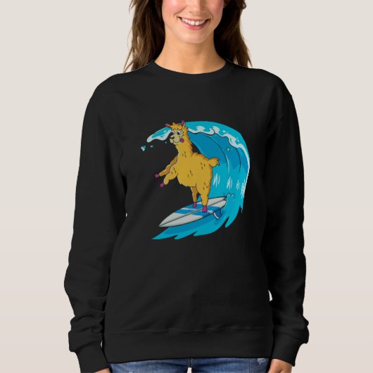 Surfer Surfboard Waves  Surfrider Surfing Llama Trui (Voorkant)