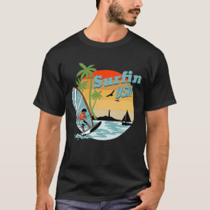 surfer surfin in de vs t-shirt