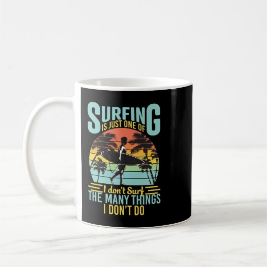 Surfer Surfing Retro Sunset 58 Koffiemok (Links)