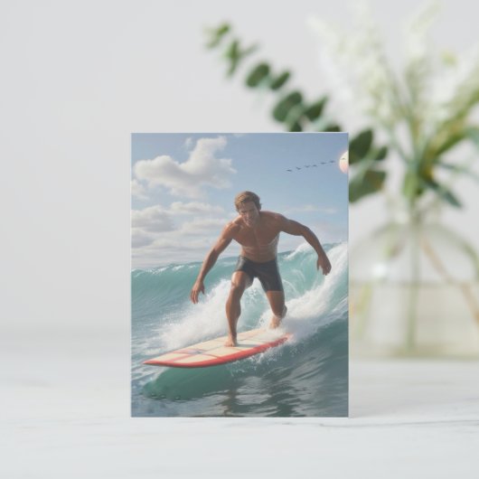 Surfer Verjaardag Briefkaart (Staand voorkant)