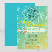 Surfer verjaardagsuitnodiging kaart (Voorkant / Achterkant)