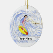 Surfer - Vrouw Keramisch Ornament (Rechts)
