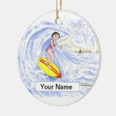 Surfer - Vrouw Keramisch Ornament (Links)