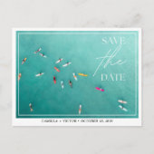 Surfer Wedding Blue Ocean Save the Date Briefkaart (Voorkant)