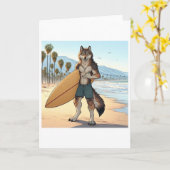 Surfer Wolf Kaart (Gele Bloem)