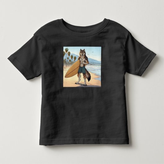 Surfer Wolf   Kinder Shirts (Voorkant)