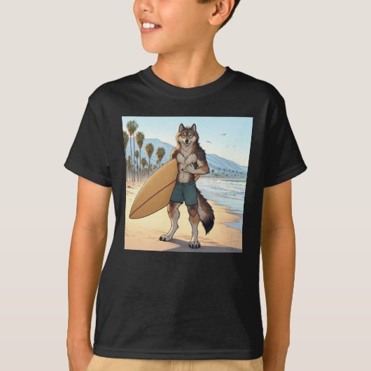 Surfer Wolf T-shirt (Voorkant)