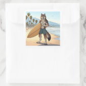 Surfer Wolf Vierkante Sticker (Tas)