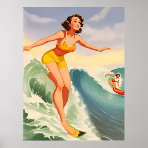 Surfermeisjes Poster