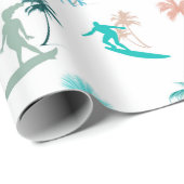Surfers en palmbomen cadeaupapier (Rol Hoek)