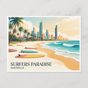 Surfers Paradise Beach Gold Coast Australië Briefkaart