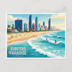 Surfers Paradise Beach Goudkust Australië Briefkaart
