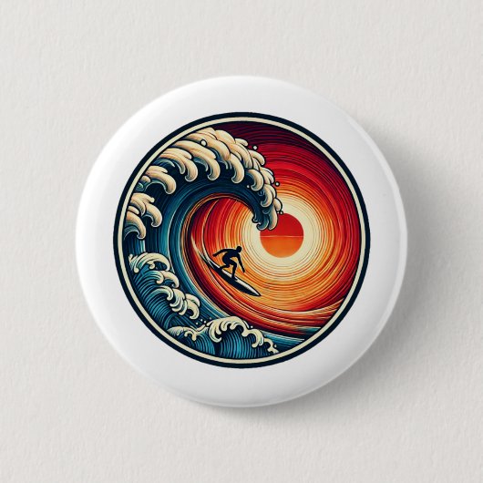 Surfer's Sunset Wave Button (Voorkant)