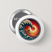 Surfer's Sunset Wave Button (Voorkant /achterkant)