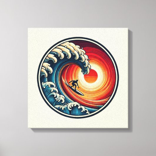 Surfer's Sunset Wave Canvasprint Canvas Afdruk (Voorkant)
